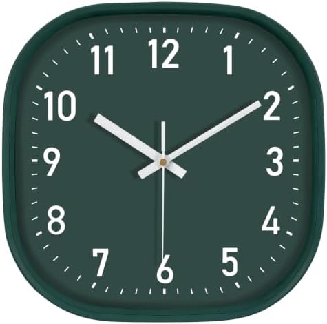12 Inch Silent Wall Clock Non Ticking, Large Wall Clocks Dark Green by MABPEDO
