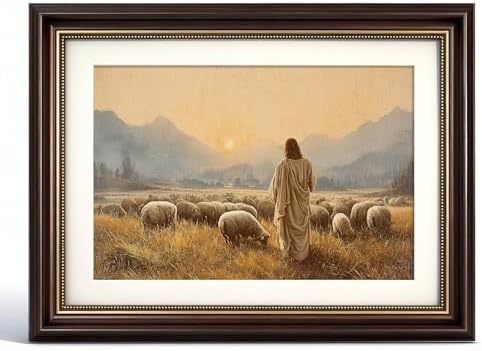 VIYYIEA Christian Wall Art, Vintage Jesus Sheep Canvas Prints 16x12 in by VIYYIEAART