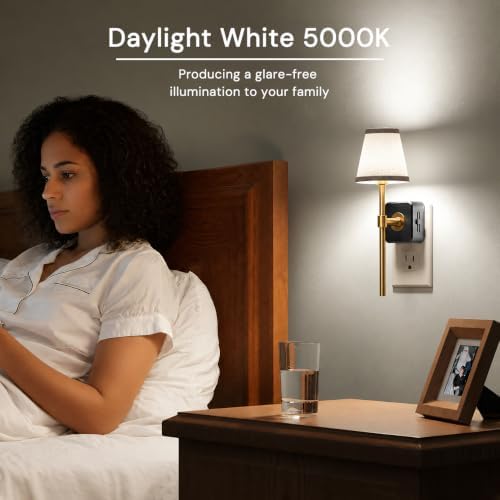 L LOHAS LED Night Light, Premium Fabric Linen Shade Plug in Night Light - Image 5