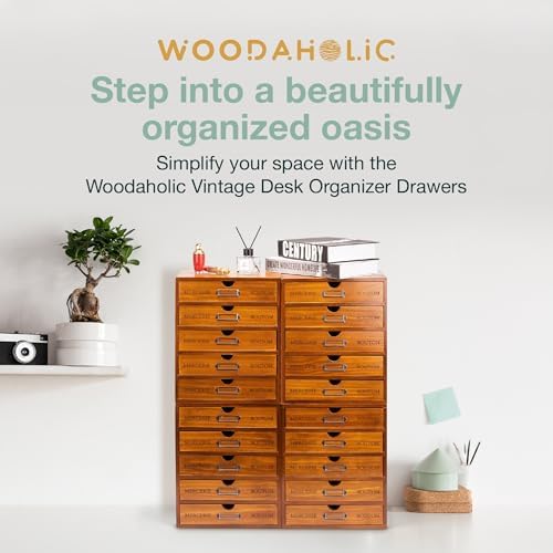 Fully Assembled Modular Stackable 20-Drawer Set of 4 Retro Wood Countertop - Image 3