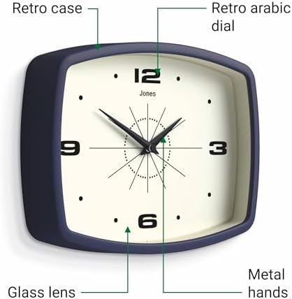 JONES CLOCKS® Movie wall Clock | Rectangular Retro Clock | 10" | Blue | Cool - Image 6