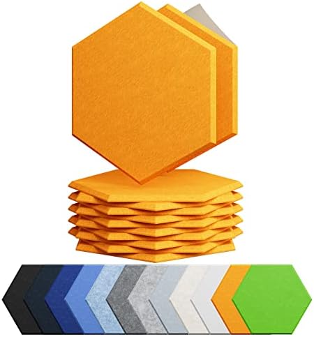 12 Pack Hexagon Acoustic Panels Self Adhesive Sound Proof Foam by Amantech