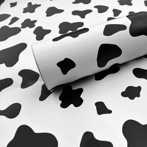 Black and White Spots Contact Paper Cow Printed Peel and Stick Wallpaper by Qianglive