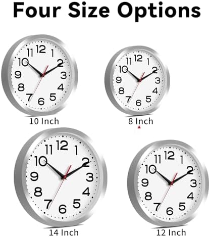 Roymnie 8 Inch Small Wall Clock, Battery Operated Silent Non Ticking Silver - Image 3