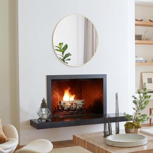WallBeyond 28 inch Round Mirror Gold Large Circle Wall Mirror - Image 5