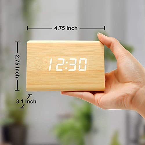 GEARONIC Digital Alarm Clock Wooden Alarm Clock Wood Modern Triangle Alarm - Image 4