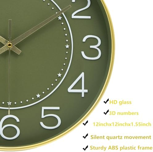HZDHCLH 12 Inch Modern Wall Clock Battery Operated Silent Non Ticking - Image 3