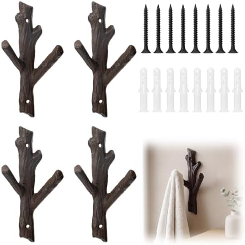 Frienda 4 Pcs Rustic Tree Branch Decorative Hooks, 7.5" X 3.7 " by Frienda