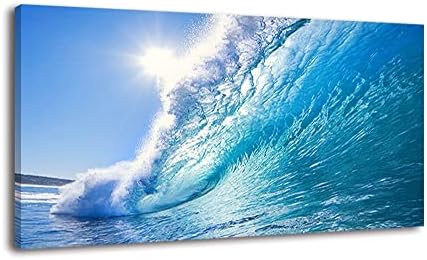 Rolling Ocean Waves Surfing Graphic Canvas Wall Art by Lasdel