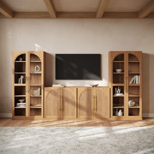 BELLEZE Jagger 128" Wall Unit 3-Piece Modular TV Stand by BELLEZE