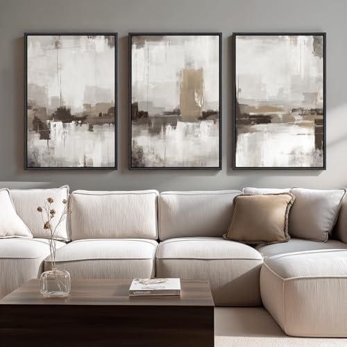 Large Framed Neutral Abstract Wall Art by Cuspin