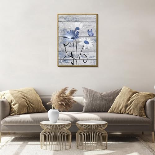 HVEST Blue and White Floral Wall Art - Image 3