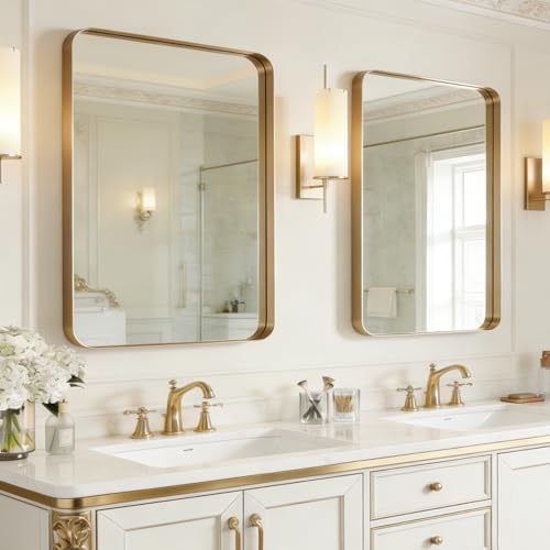 USHOWER Gold Bathroom Mirrors for Over Sink 22"x30" 2 Pack by USHOWER