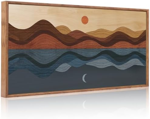 CHDITB Framed Canvas Wall Art for Bedroom, Sun and Moon Long Horizontal Wall by CHDITB