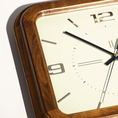 AYRELY® Rectangular Wooden Wall Clock – 12.8" W x 11.6" H Vintage Elm Wood Frame - Image 5