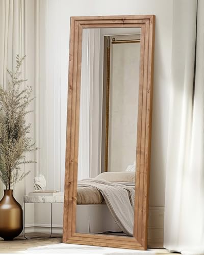 65x22in Full Length Mirror, 3-Tier Stepped Solid Wood Frame - Image 5