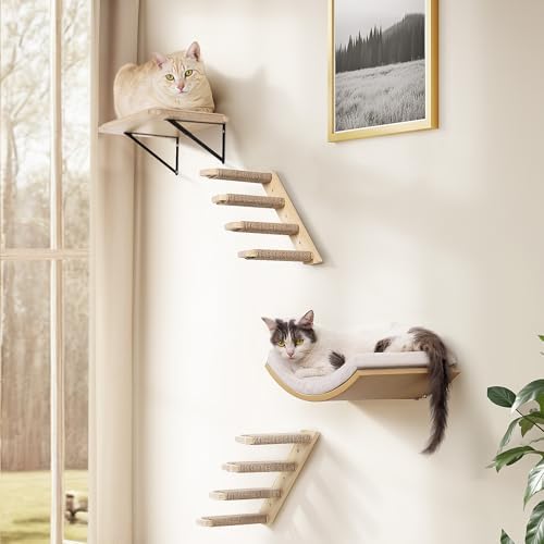 Wooden Cat Wall Steps Shelves Set, Wall Mounted Cats Shelves - Image 4