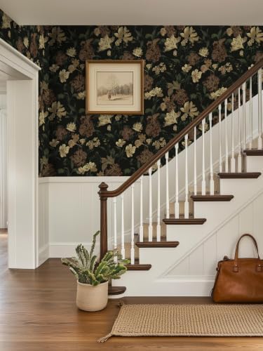 Dimoon Dark Floral Wallpaper Peel and Stick Vintage Contact Paper Textured - Image 6