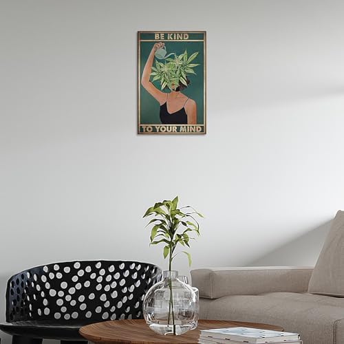 Vintage Mental Health Be Kind To Your Mind Posters Green Background Abstract - Image 2
