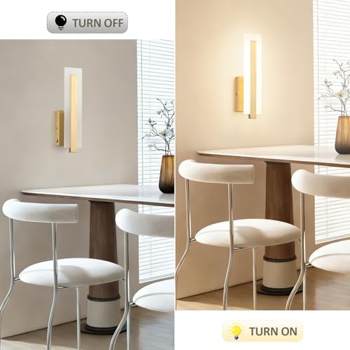 Tipace Hardwired Gold Dimmable Modern LED Wall Sconce 2 Packs 3000K 3500K 4000K - Image 6