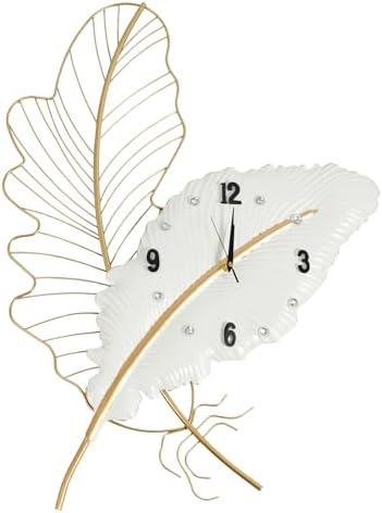30.8Inch Large Wall Clocks for Living Room, Feather-Shaped Wall Clock Large by SNKOURIN