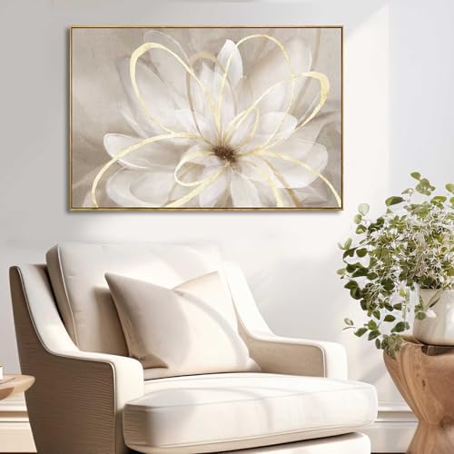 SOUGUAN White Flower Picture Gold Botanical Paintings - Image 2