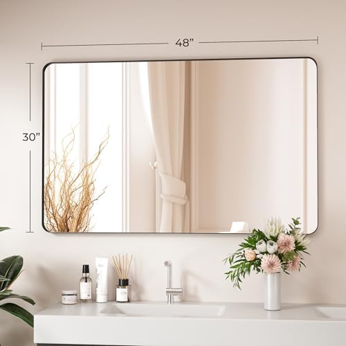 Black Bathroom Mirror 48X30 Inch Bathroom Vanity Mirror - Image 5