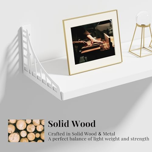 SRIWATANA White Bridge-Design Wood Floating Wall Shelves - Image 6