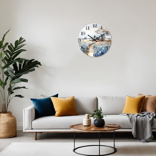 XNM Round Wooden Wall Clock Battery Operated 16 Inch - Image 4
