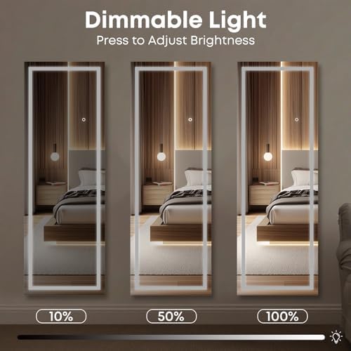 Kosmonia 64" x 21" Full Length LED Mirror Floor Standing Mirror - Image 5