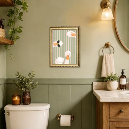 Funny Goose Bathroom Wall Art Cute Silly Gooses Toilet Wall Decor Painting - Image 5