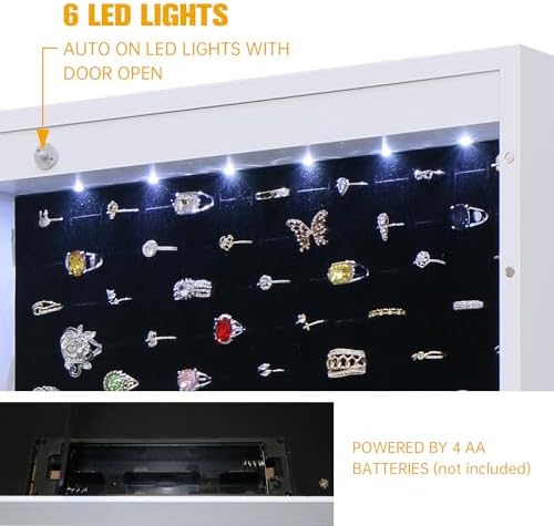 LED Jewelry Cabinet Armoire Organizer, Wall/Door Mount Jewelry Organizer and - Image 2