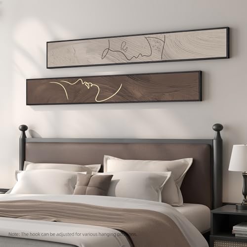 Large Framed Brown Beige Abstract Vertical Wall Art - Image 3