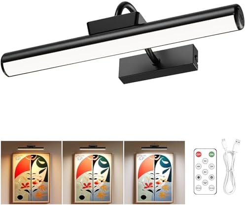13" Wireless Picture Lights for Wall, Rechargeable Art Light by Skairipa