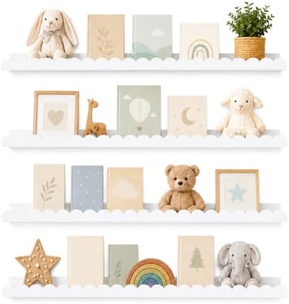 Extra Long White Scalloped Nursery Shelves by Unknown