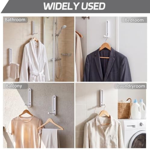 4.33 in Extended Folding Coat Hooks, 2 Pack White Wall Hooks, Zinc Alloy - Image 5