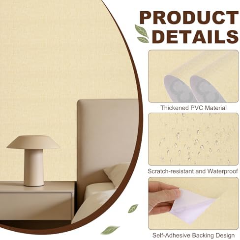 uxcell Grasscloth Linen Textured Wallpaper 60cmx5m/24x197 Thicker Beige - Image 3