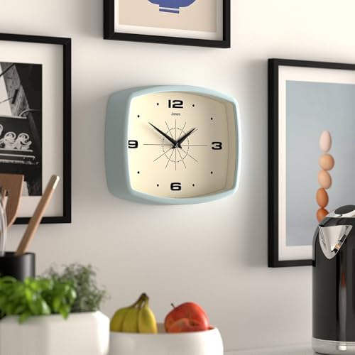 JONES CLOCKS® Movie wall Clock | Rectangular Retro Clock | 10" | Pale Blue | - Image 5