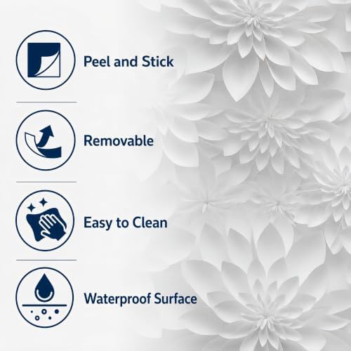 White Gray Lotus Floral Peel and Stick Wallpaper Visual 3D Effect - Image 5