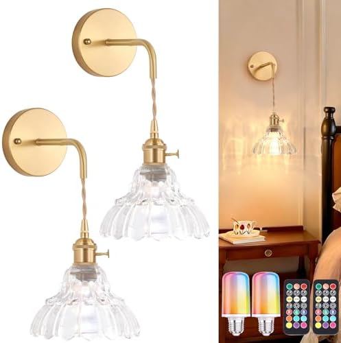 Shenmoyl Vintage Battery Operated wall sconces Set of 2, Wall Lamps by Shenmoyl