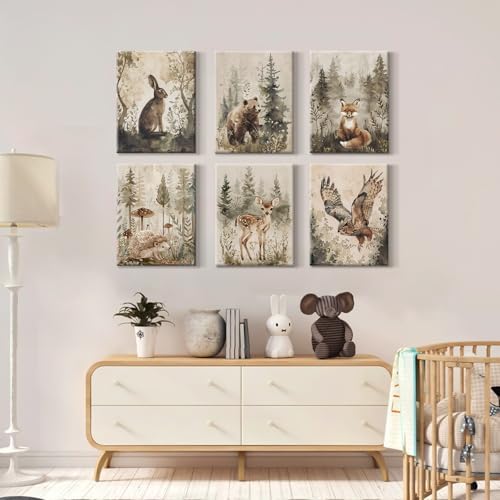 Woodland Animal Wall Art Nursery Canvas Wall Decor Forest Animal Poster Kids - Image 6