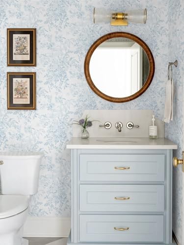 Heroad Blue Peel and Stick Wallpaper Vintage Floral Contact Paper Girly - Image 4