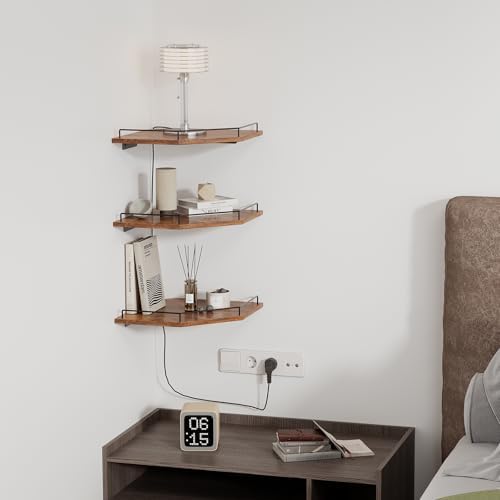 JJL Corner Shelf Wall Mounted, 12 Inches 3-Tier Floating Corner Shelf, Hexagon - Image 4