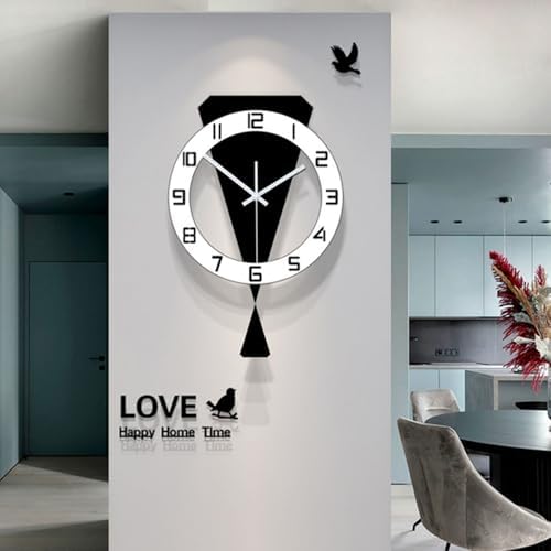 Modern Geometric Pendulum Wall Clock, Acrylic Silent Non-Ticking Battery - Image 3
