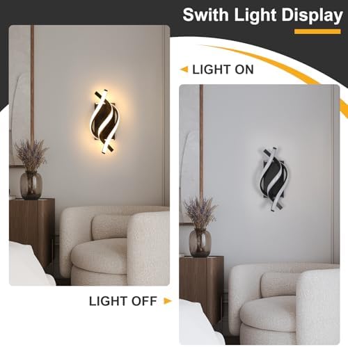 DELIPOP Wall Sconces, Spiral Modern LED Wall Sconce Lighting, 21W 3000K Warm - Image 3