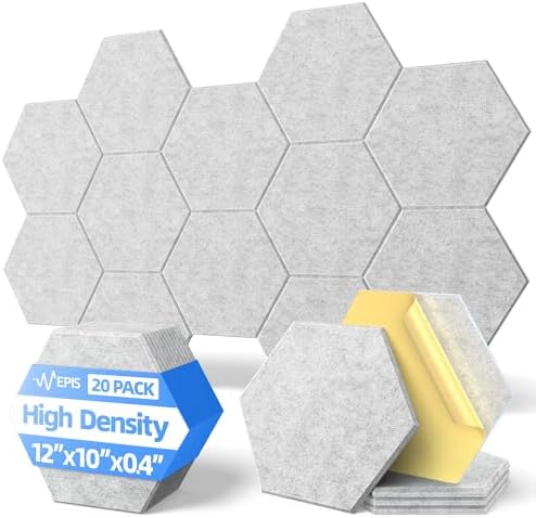 20 Pack Acoustic Panels with Self Adhesive, Soundproof Wall Panels, Hexagon by NEPIS