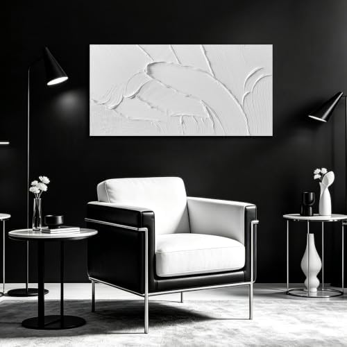MDHKVPM White Abstract Canvas Painting 3D Textured Wall Art - Image 2