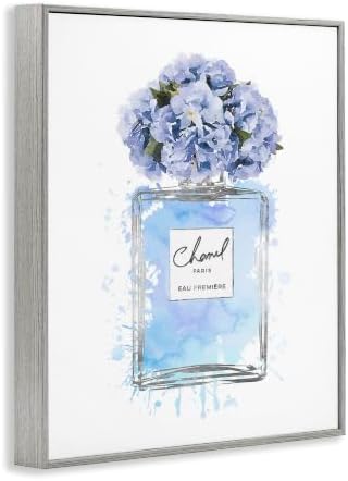 Blue Flowers Perfume Bottle Glam, 16 x 20 Inch Framed Giclée Print - Image 2
