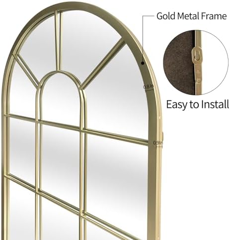 HQiJun Wall Mirror Window Decorative Mirrors Arched Farmhouse - Image 2
