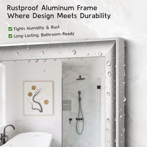Brushed Nickel Bathroom Mirror 22x30 Inch - Image 3